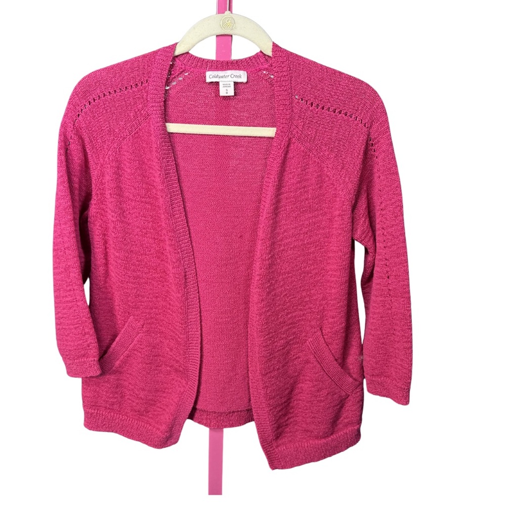 Coldwater Creek Bright Pink Open Front Knit Cardigan Size S / 8